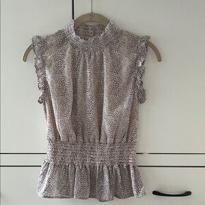 Japna Ruffled Sleeveless Blouse in Cream and Grayish Purple